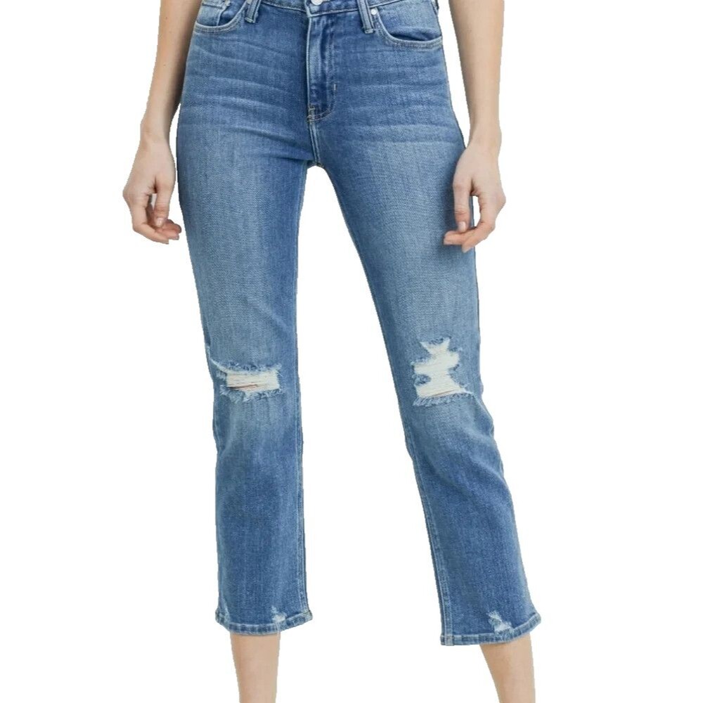 Just Black Denim Distressed High Rise Straight Leg Cropped Jeans Size 29 NWT